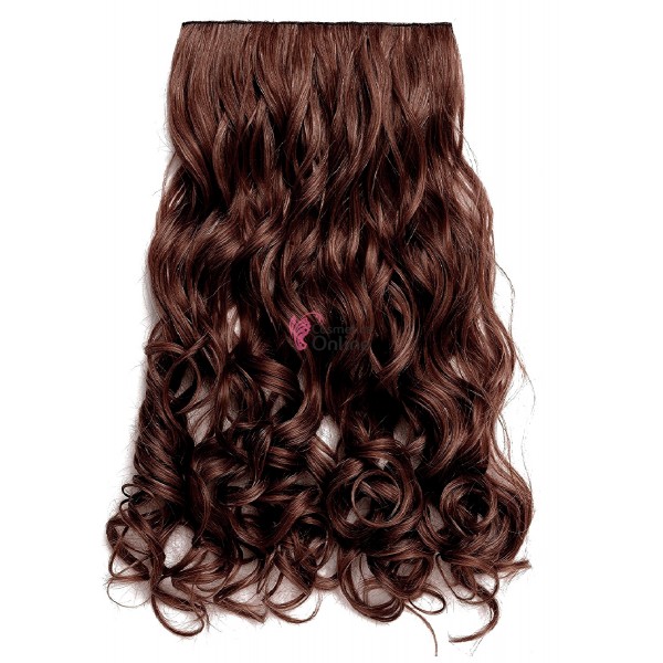 Extensie de par cu 5 Clips On delux dubla ondulata de 50 cm, Castaniu Inchis Mixt Cod 888 233